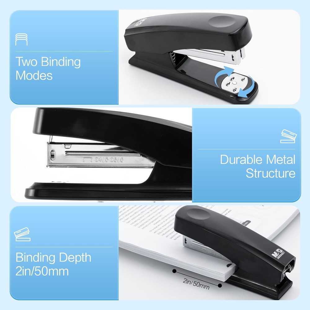 M&G Desktop Stapler with 25 Sheet Capacity, Two Binding Modes, Basic Stapler Set