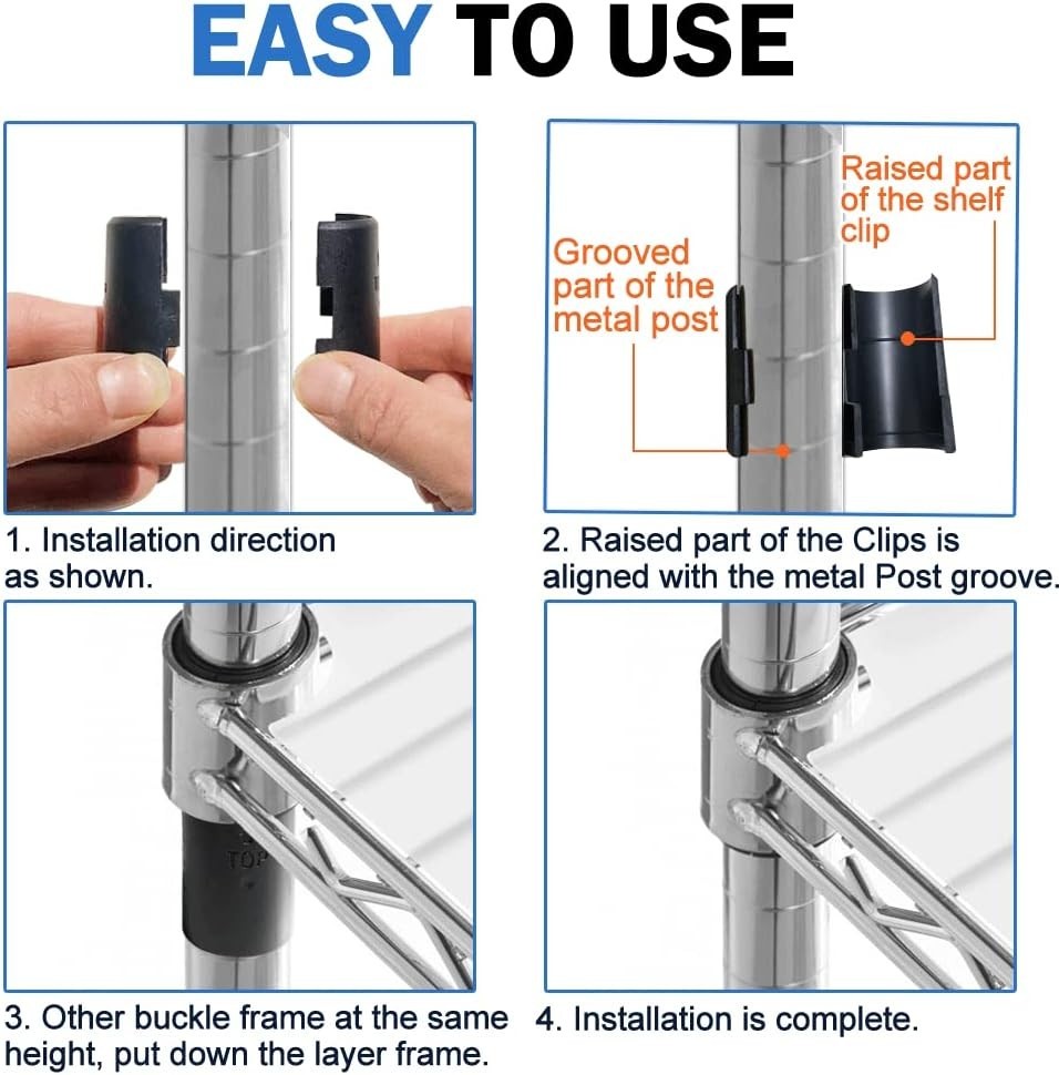 Cost-Effective 76 Pack Wire Shelf Clips for 1-Inch Post - Install Without Tools