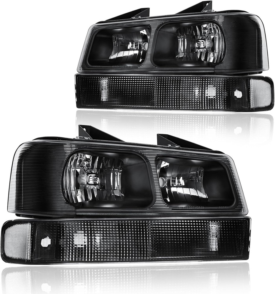4Pcs Headlight Assembly, Headlights Kit Compatible with 2003-2014 Chevy Express