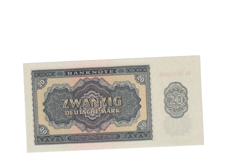 GERMANY (GDR) 1955 20 DEUTSCHE MARK BANKNOTE P19 UNCIRCULATED