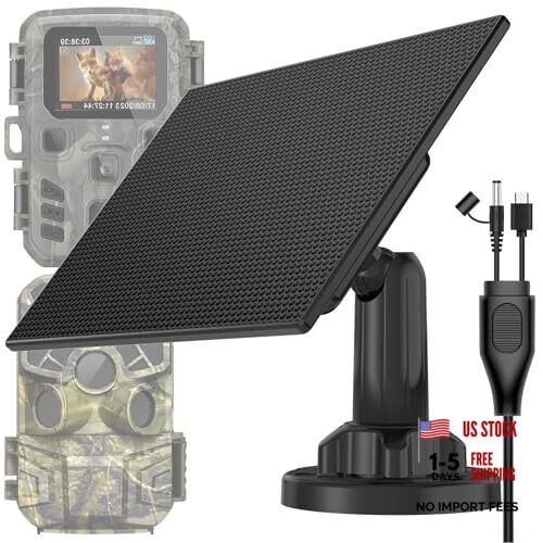 Trail Camera Solar Panel, Built-in 5000mAh Rechargeable Battery Solar Panel
