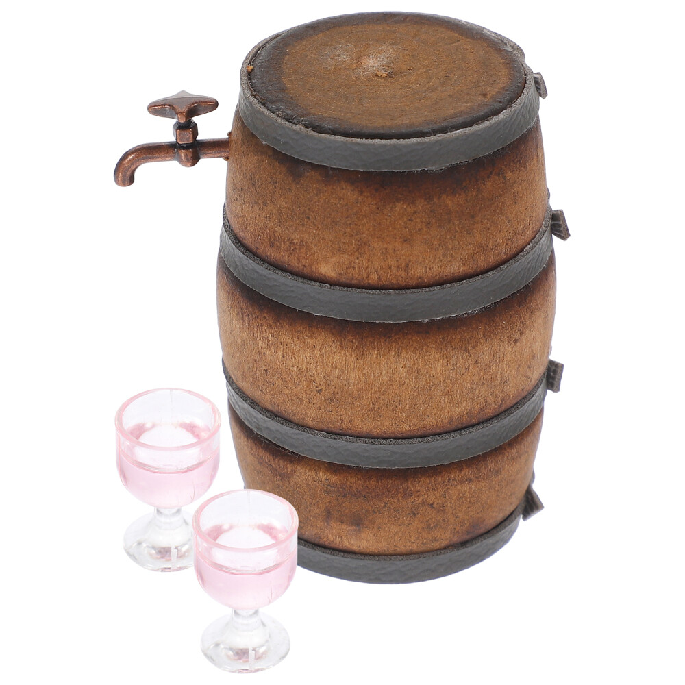 Mini Wine Barrel Set Miniature Restaurant Accessories Tiny House