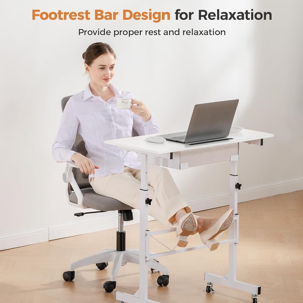 NEW GTPLAYER Small Standing Desk Adjustable Height Small Computer Desk Mobile