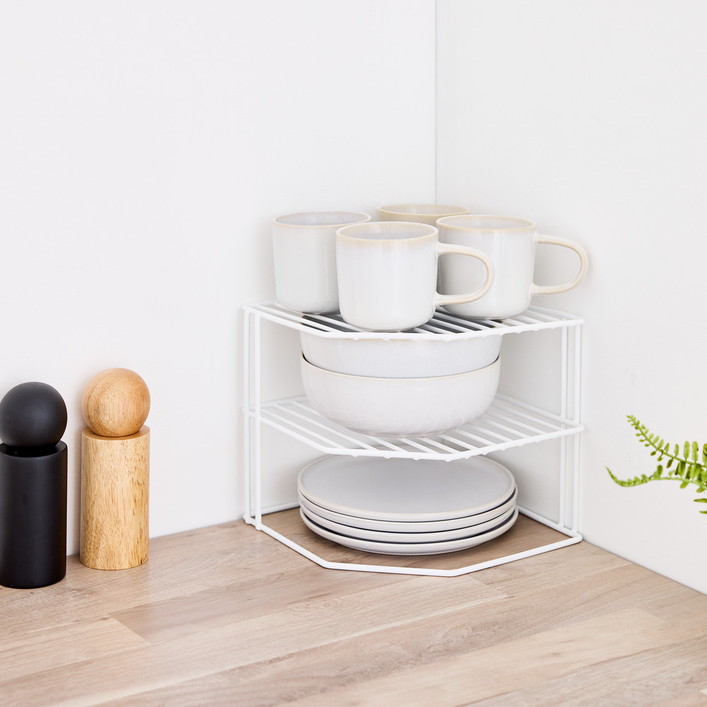 3x Practa 2 Tier Corner Shelf