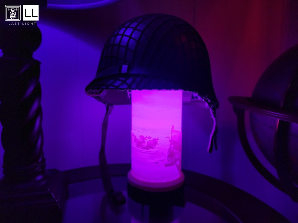 D-Day Lamp & Helmet Display - 3D Printed Lithophane - Customizable!