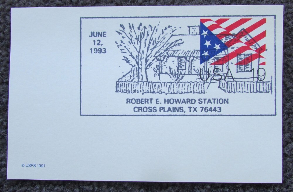 ROBERT E HOWARD CONAN SPECIAL 1ST DAY POSTAL CANCEL POST CARD 1993