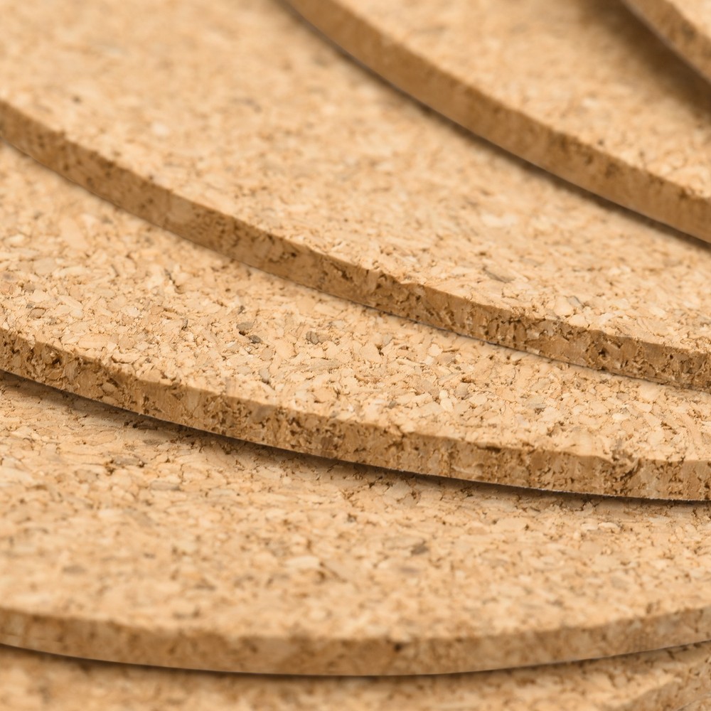 90mm(3.54") Round Coasters 5mm Thick Cork Cup Mat Pad for Tableware 4pcs