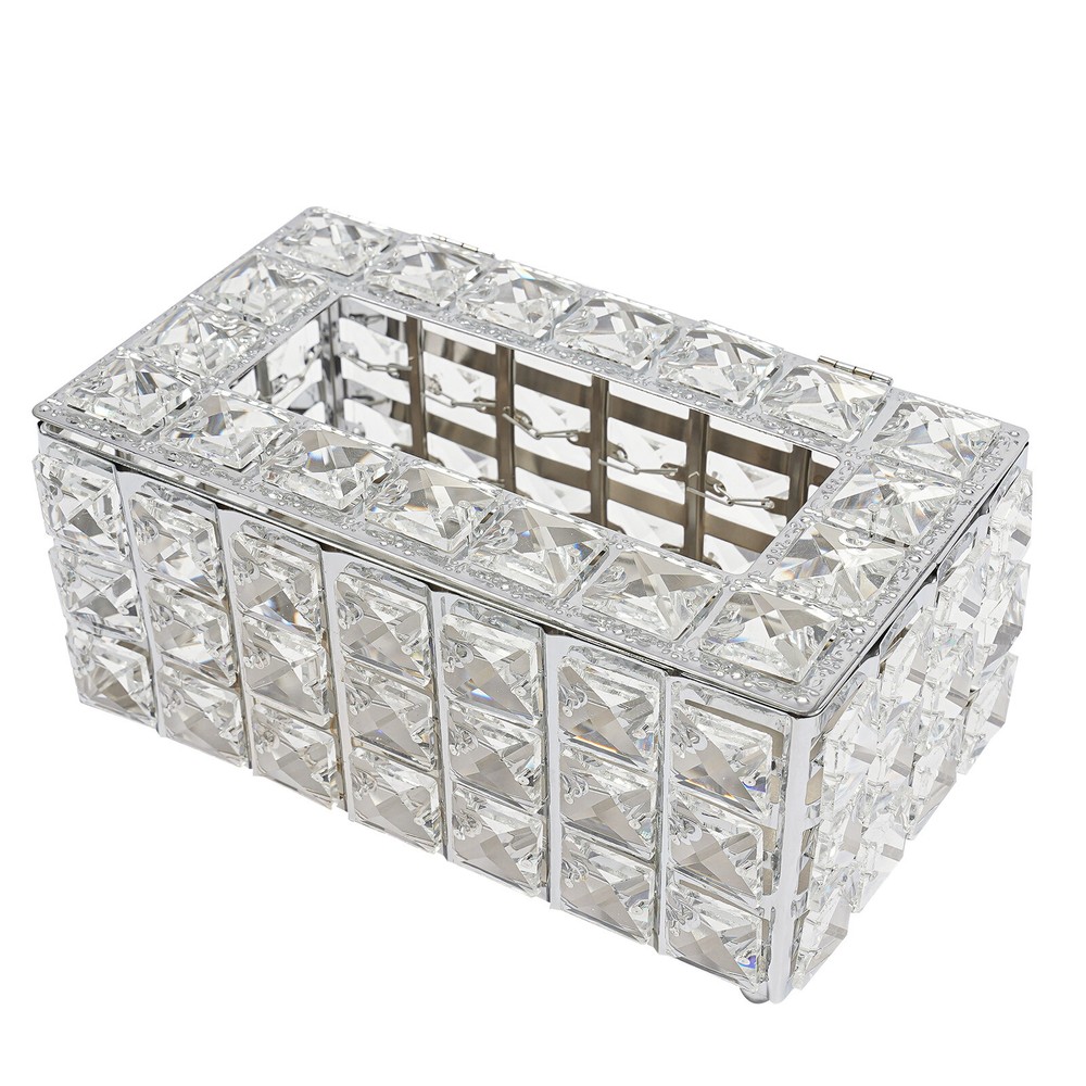 Crystal Tissue Box Rhinestone Rectangular Napkin Case Paper Tissue Holder Box