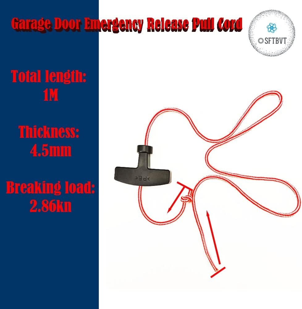 Garage Door Emergency Release Pull Cord with Handle Garage Opener Rope Puller