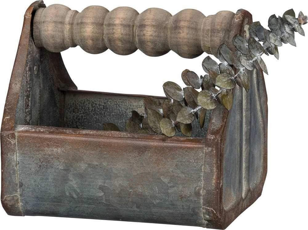 Spindle Handle Tray, Small, Distressed Metal