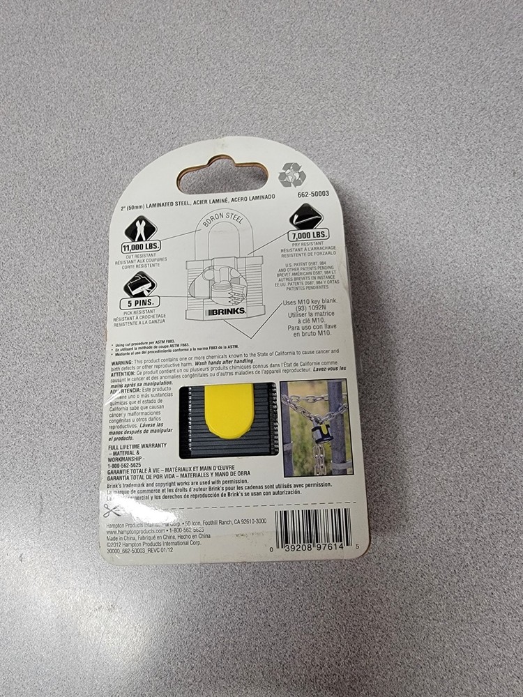 Brinks Max Security Lock 2" Laminated Steel w/ Keys 662-50003