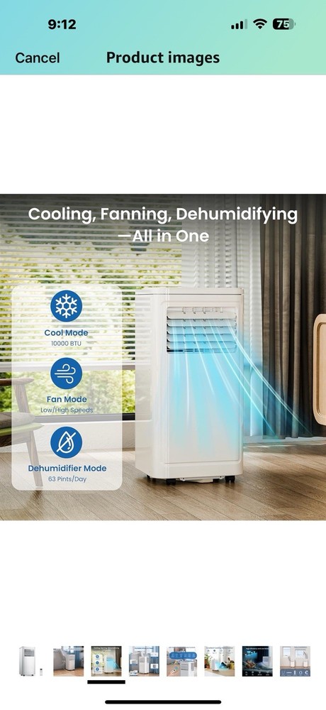 ZAFRO Portable Air Conditioners, 10000 BTU, 3 in 1 Portable AC Unit with Window