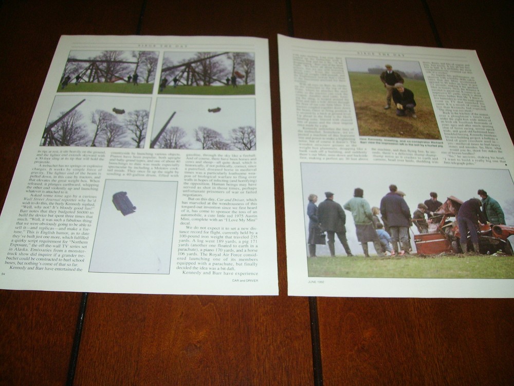 TREBUCHET LAUNCHING CAR WITH SIEGE MACHINE ORIGINAL 1992 ARTICLE