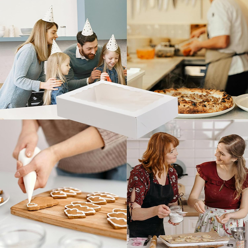 20-Pack Auto-Pop Baking Boxes Large Size 12 X8 X2.5 White Cookie with Window