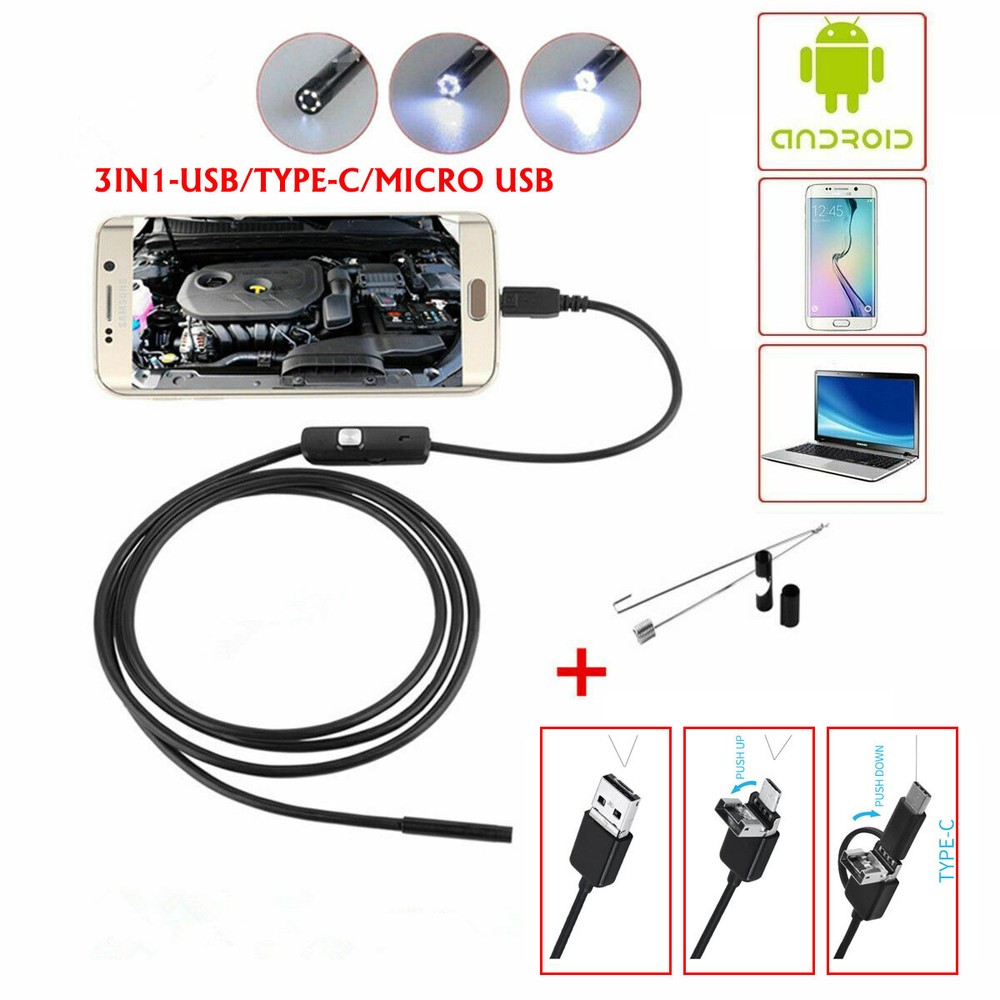 1080P Semi-Rigid USB Type-C Endoscope Inspection Camera for Android & Windows US