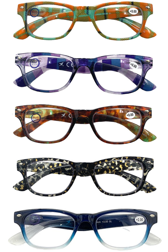 Hummingbird 5-pack Set Basel Blue Light Reading Glasses Multi