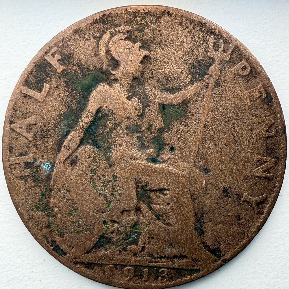 1913 Great Britain Half Penny Bronze