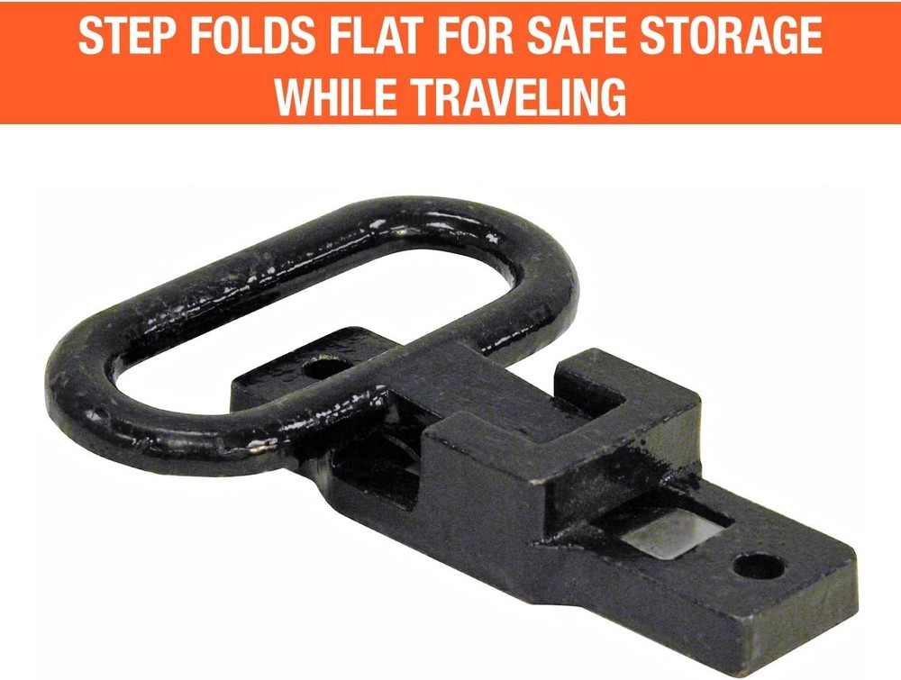 Folding Safety Step & Handle for Trucks RVs with Black E-Coat, 90° Open