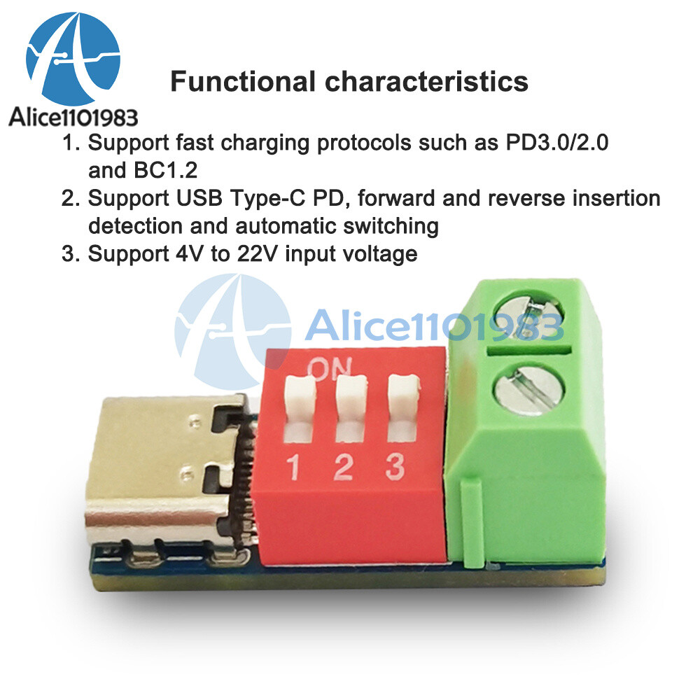 1-10PCS USB-C PD Trigger Board Module PD/QC Decoy Board Fast Charge USB Type-C