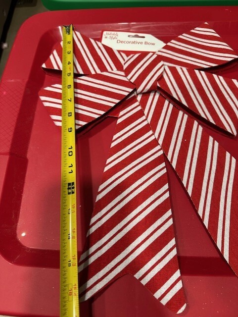 Holiday Style Large 16" Tree Box Wreath Stripe Bow Plastic Explanders Christmas
