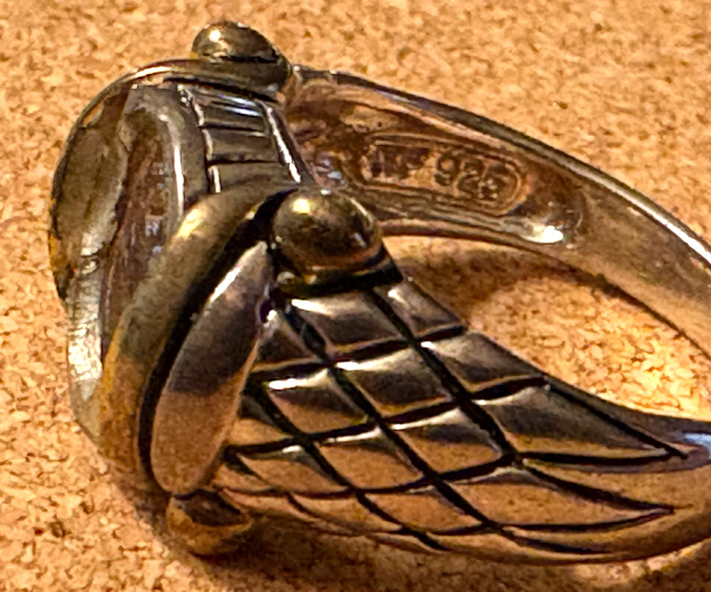 NF Sterling Silver 925 Gold Vermeil Ring BLANK Setting Python Design Shank SZ 6
