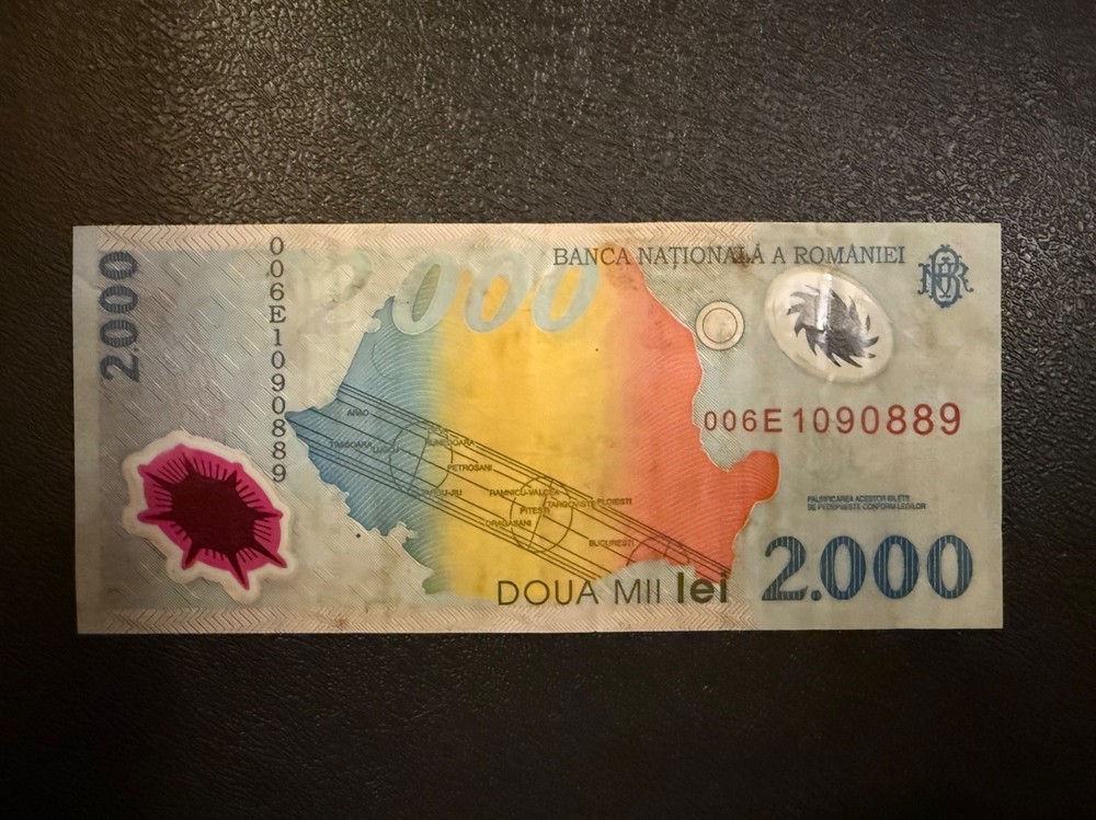 1999 Romania, 2000 Lei P-111 banknote