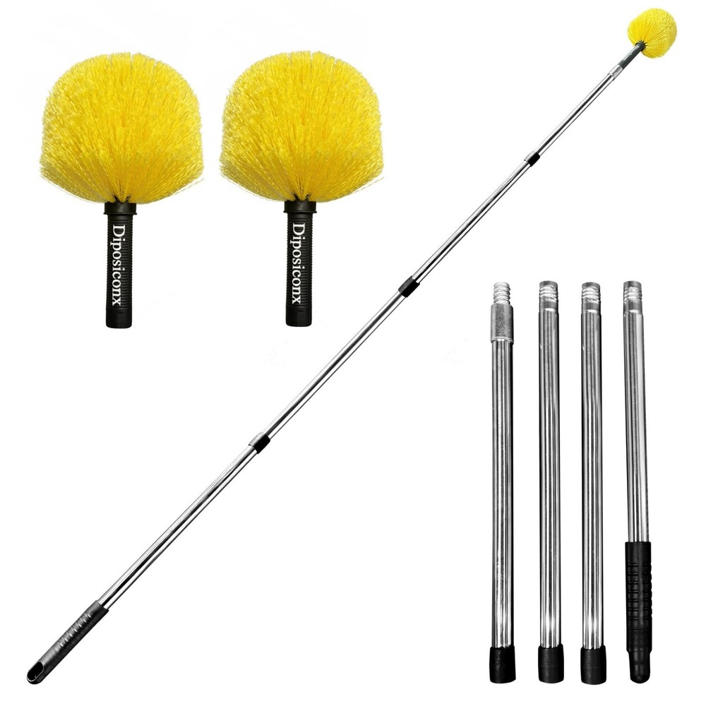 Cobweb Duster with Extension Pole，6-Feet Handle Aluminum Telescoping Pole