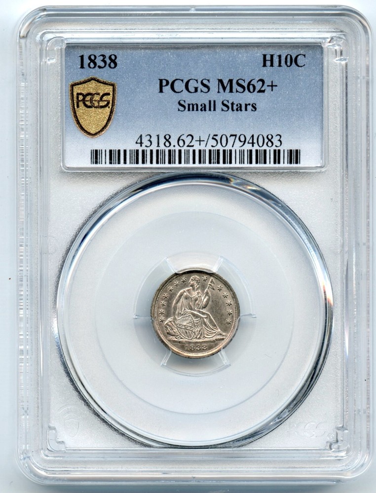 1838 Liberty Seated Half Dime, PCGS MS62+