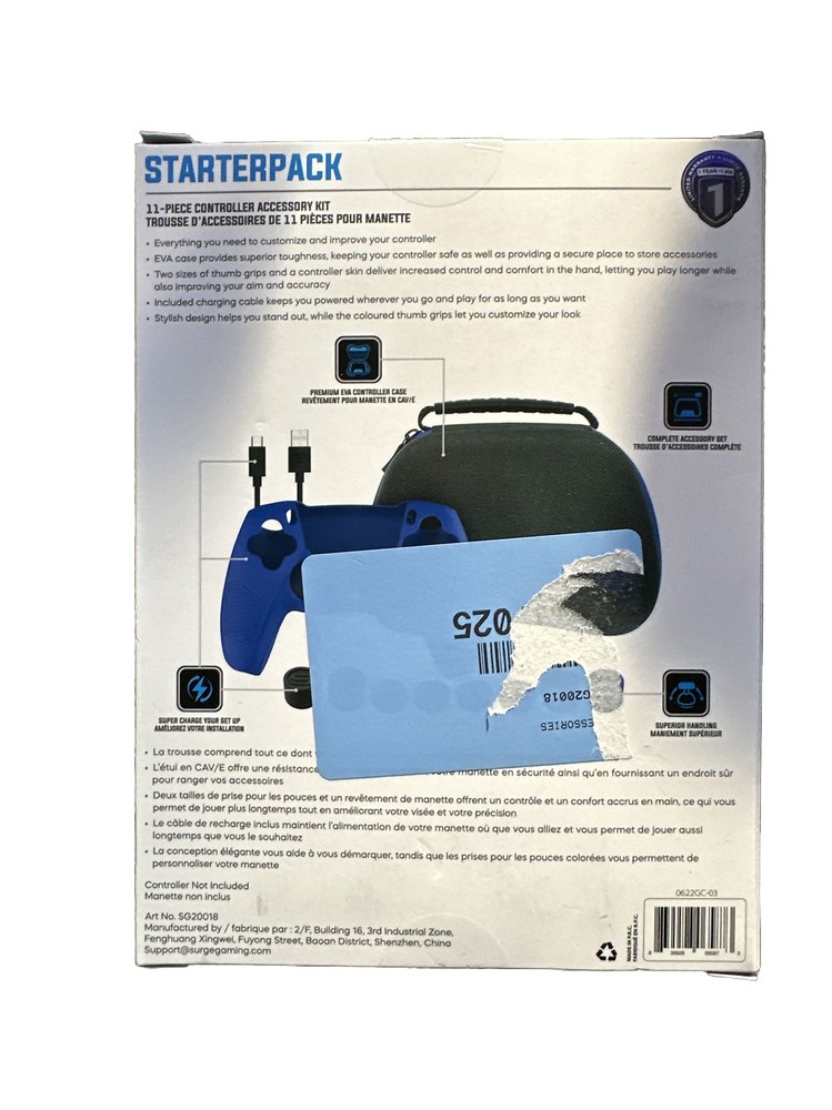 SURGE GAMING Starter Pack 11-Piece Controller Accessory Kit (PS5) New