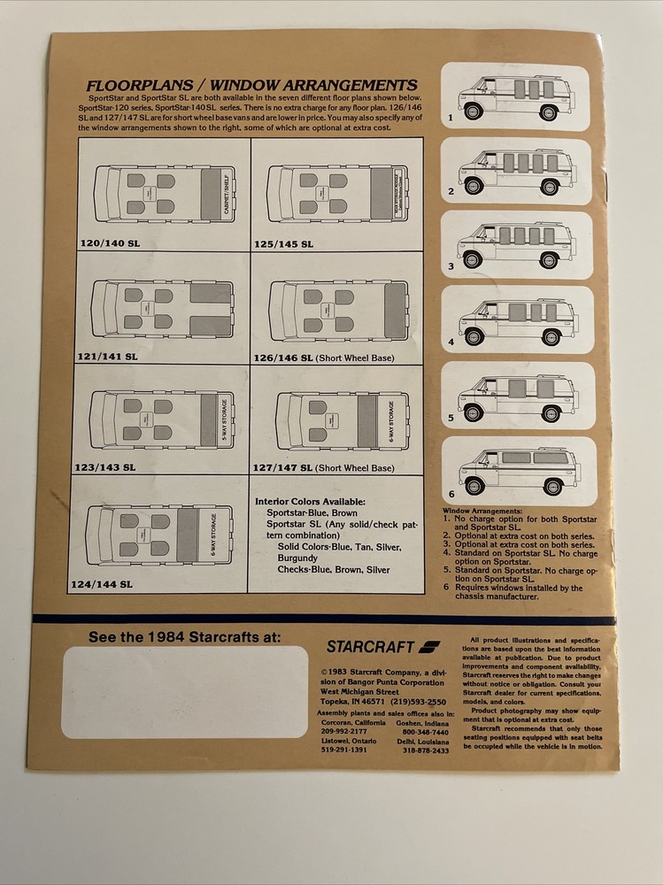 1984 Starcraft Brochure Van Conversion
