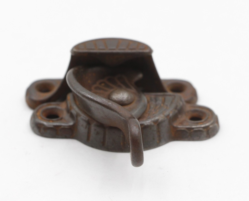 Antique Victorian Clam Shell Black Cast Iron Window Lock
