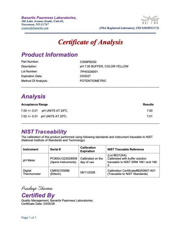 pH Buffer Solution 250 mL pH 4, 7, 10 NIST Traced & Electrode Storage Soln.