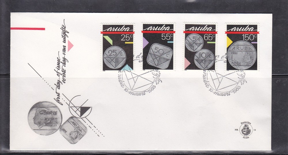 Arubu Issue FDC 1988 (14) Coins