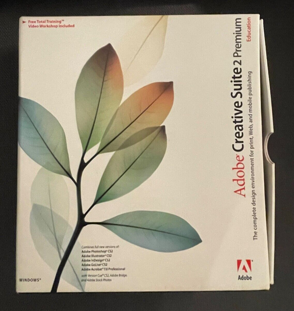 Adobe Creative Suite 2 Premium for Windows Education Disc Key Books in Box *READ