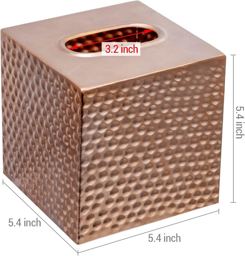 Bathroom Decorative Copper Metal Tissue Box, Tissue Holder with Open Bottom