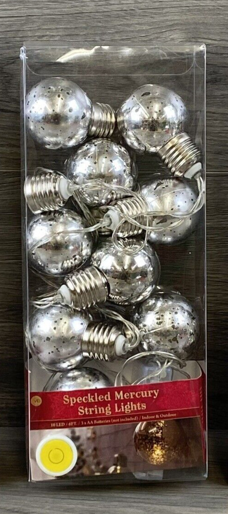 Speckled Mercury Light Bulb String Lights Holiday Wedding Battery Operated