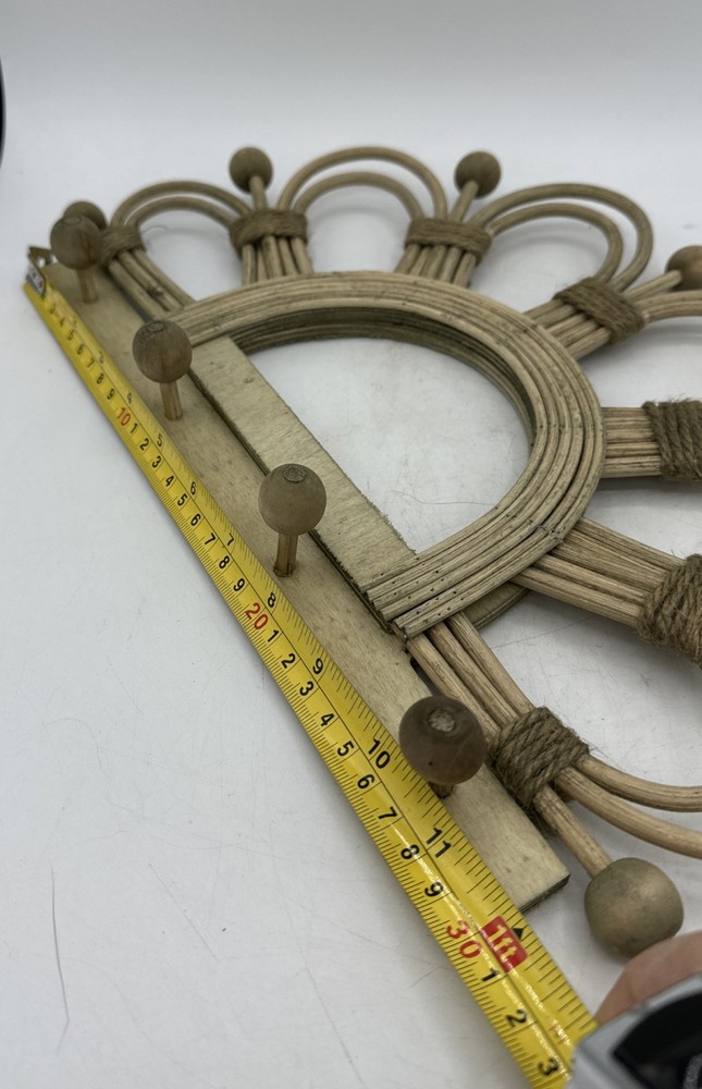 Rattan Wall Mounted Hooks Key Holder Farmhouse Boho Riseon