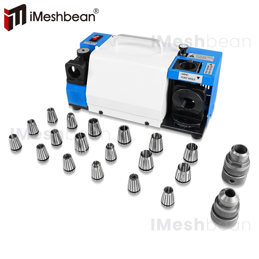 3-20mm Drill Bits Sharpener 95°-135° Bits Grinder Sharpener w/18 Collets 2 Wheel
