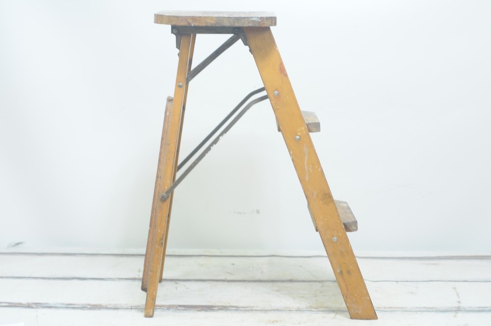 Vintage . Wood Ladder Stool Crakerjac Crackerjack Stool Step Ladder
