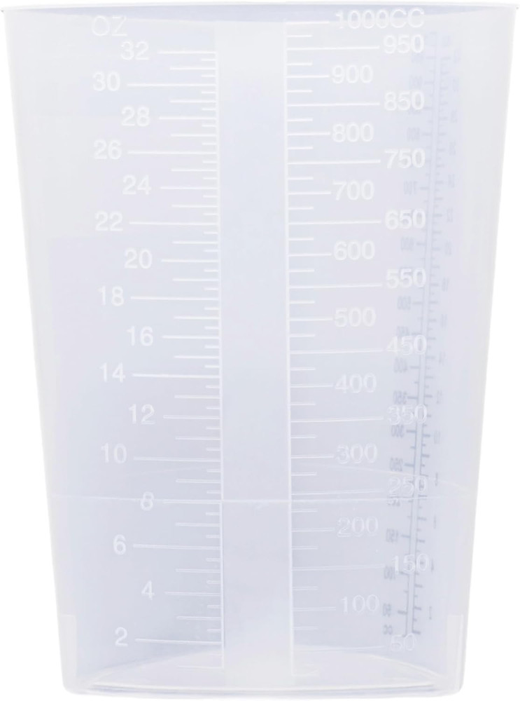 Plastic Graduated Triangular Intake Output Container [5 Pack] 32 Ounce Three-Sid