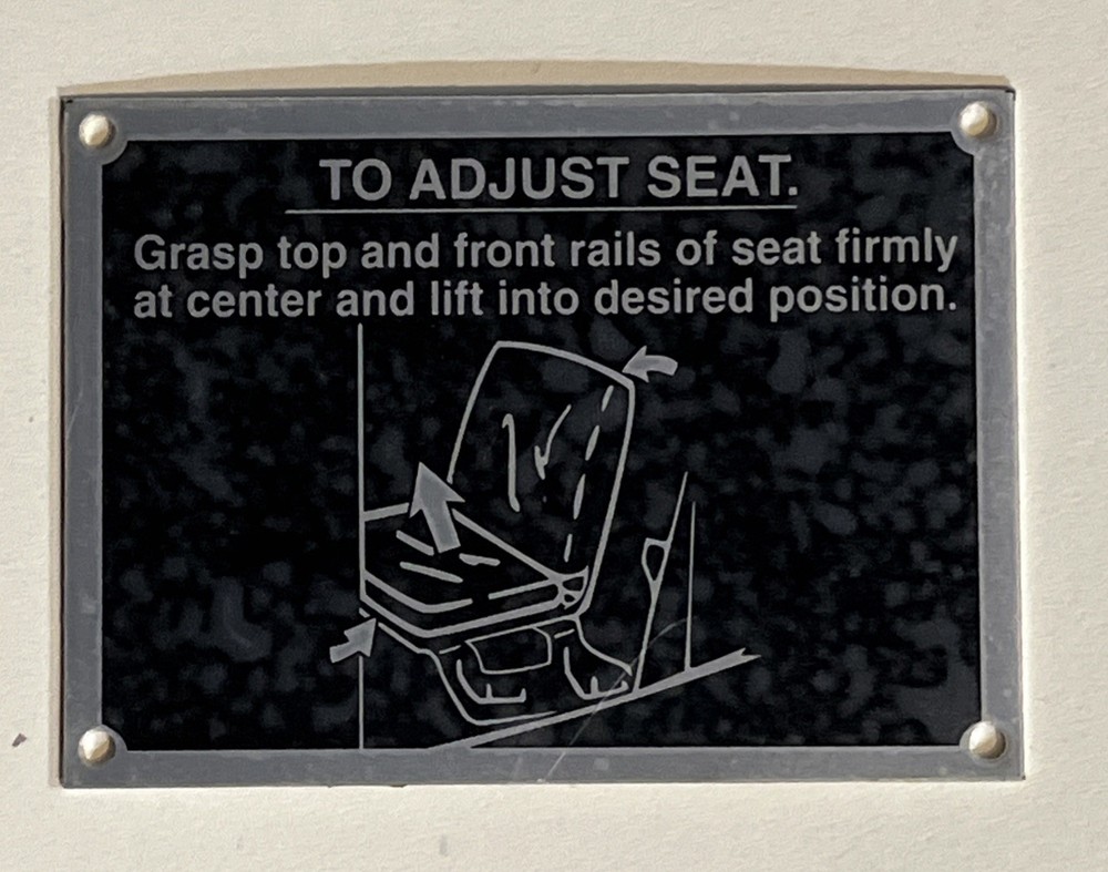 NOS - US MILITARY HMMWV HUMMER - TO ADJUST SEAT - METAL PLACARD TAG  M998