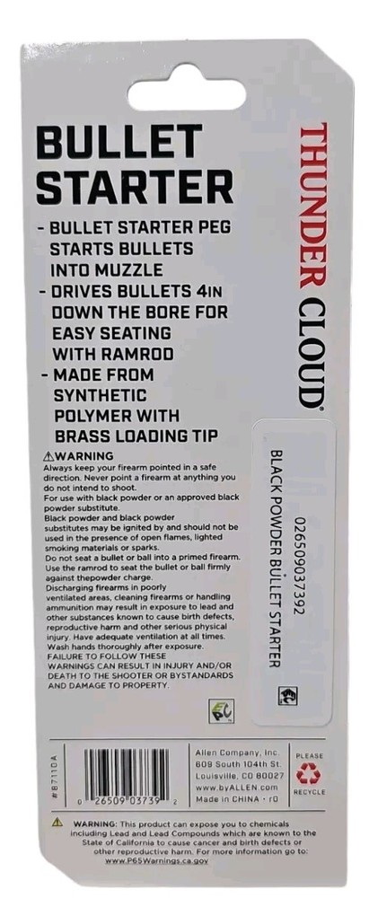 Allen Thunder Cloud Bullet Starter for Muzzleloader Hunting Shooting 87110A