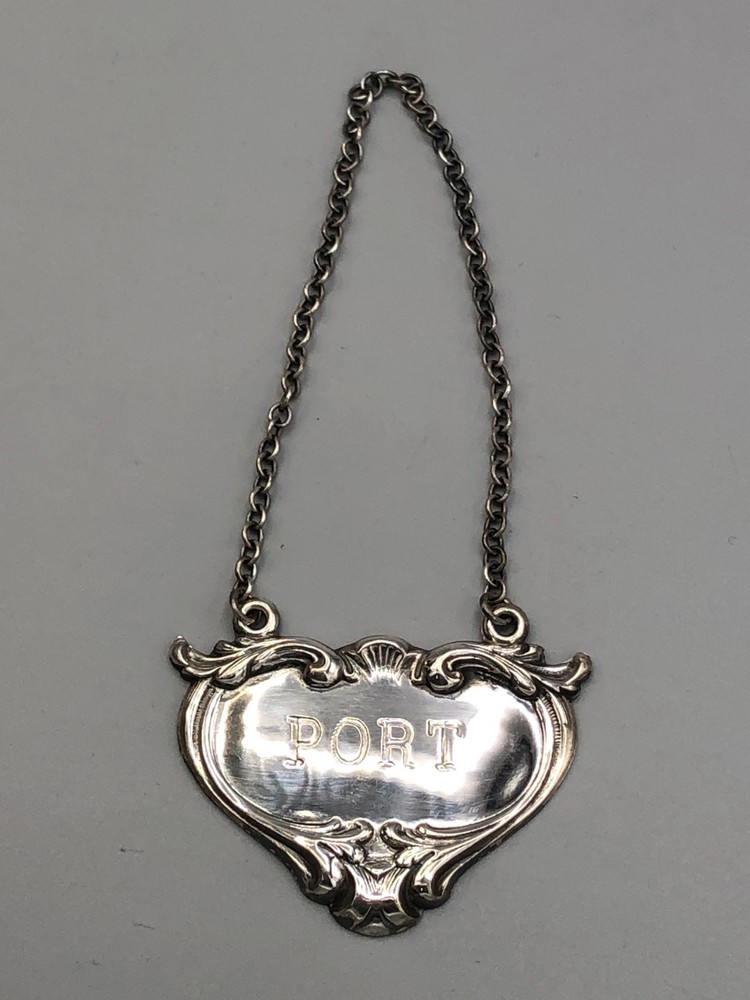 Vintage Sterling Silver Port Label, gently used