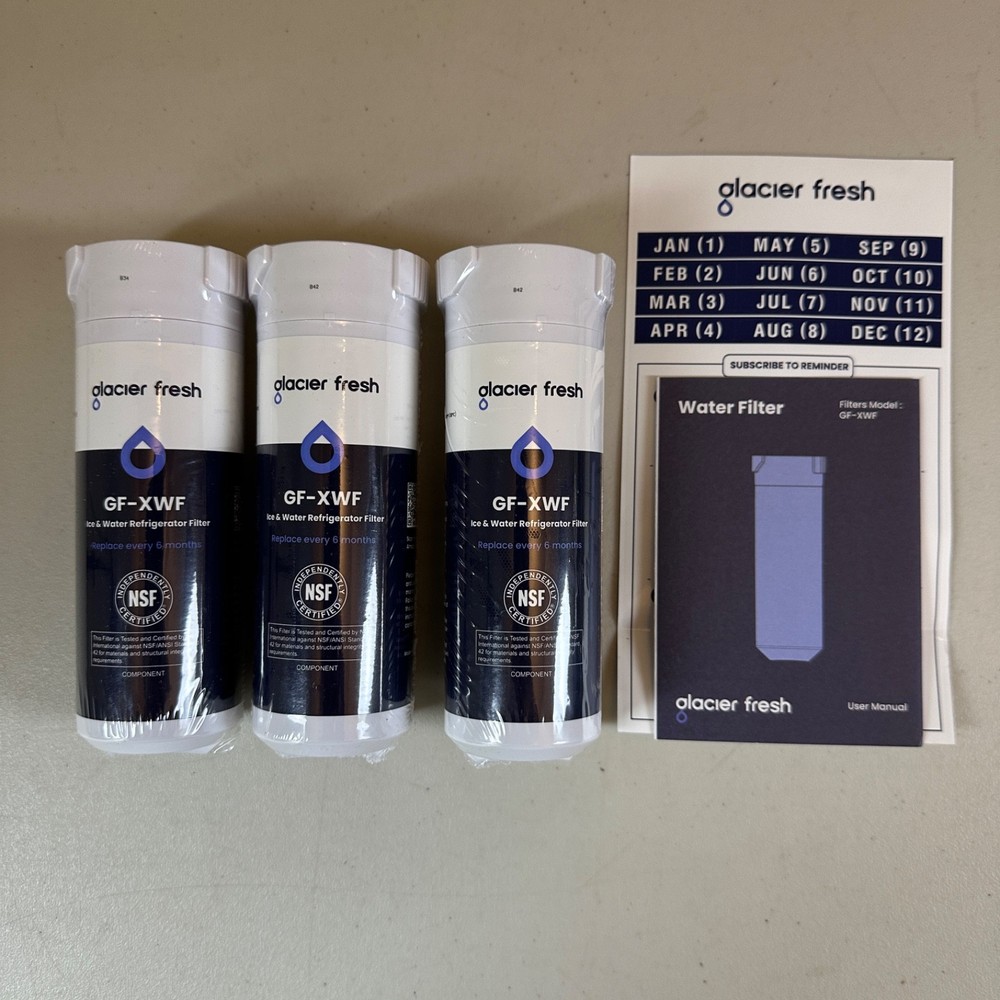 3 PACK GLACIER FRESH GF-XWF Replacement for GE XWF Refrigerator Water Filter