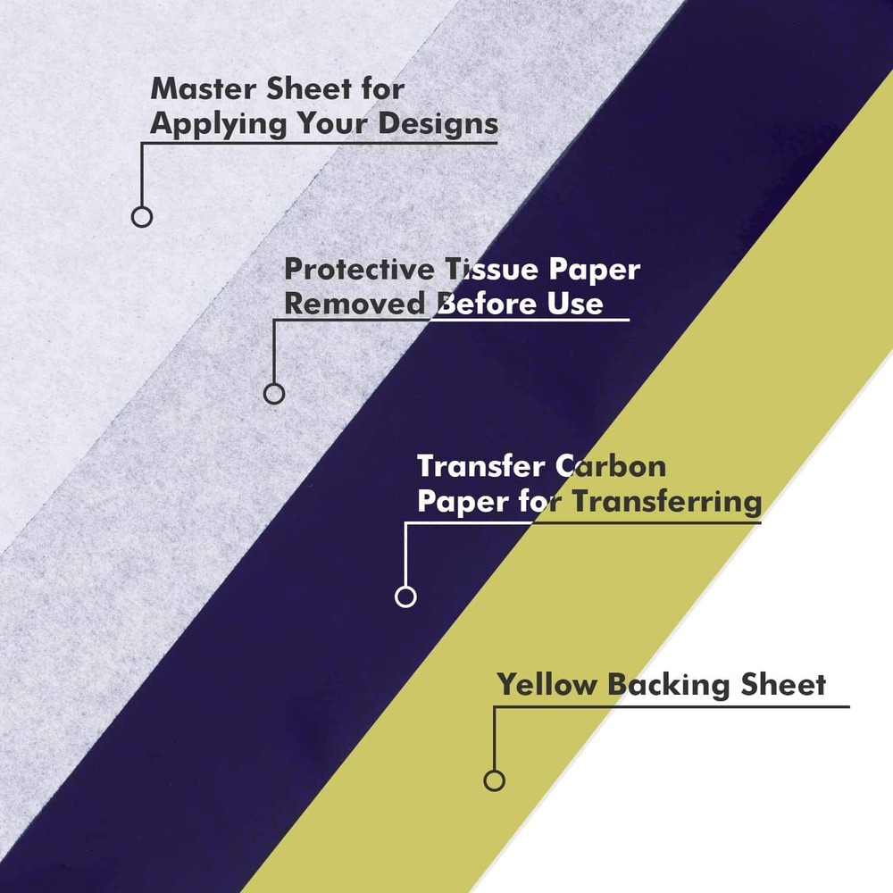 Water-Resistant Tattoo Stencil Transfer Paper Pack - 100 Sheets - Blue