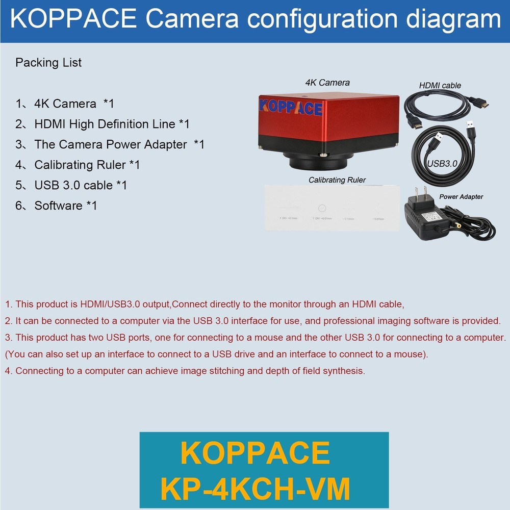 KOPPACE 8.3 MP 4K HD Microscope Measure Camera HDMI/USB Output