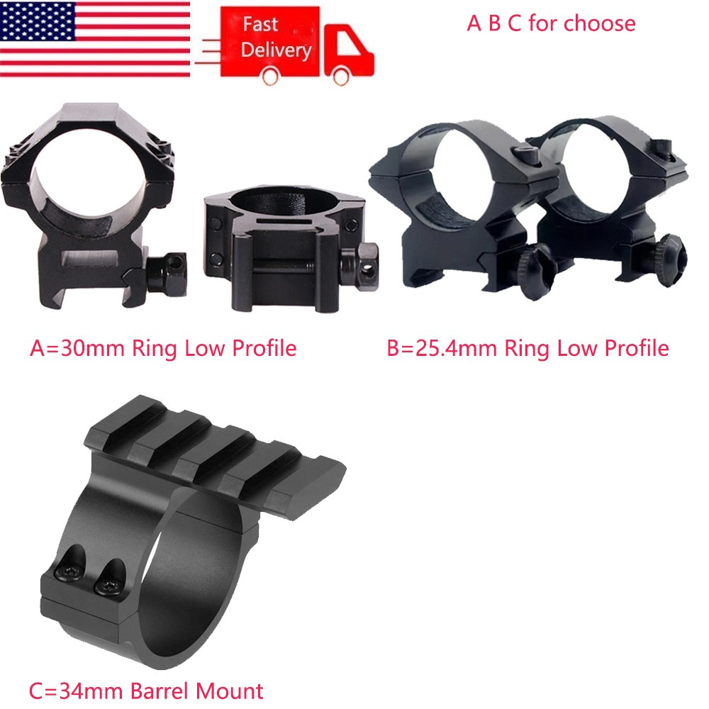 30mm Scope Ring Low Profile Mount/1 Inch Ring Low Profile Mount/34mm Ring Barrel