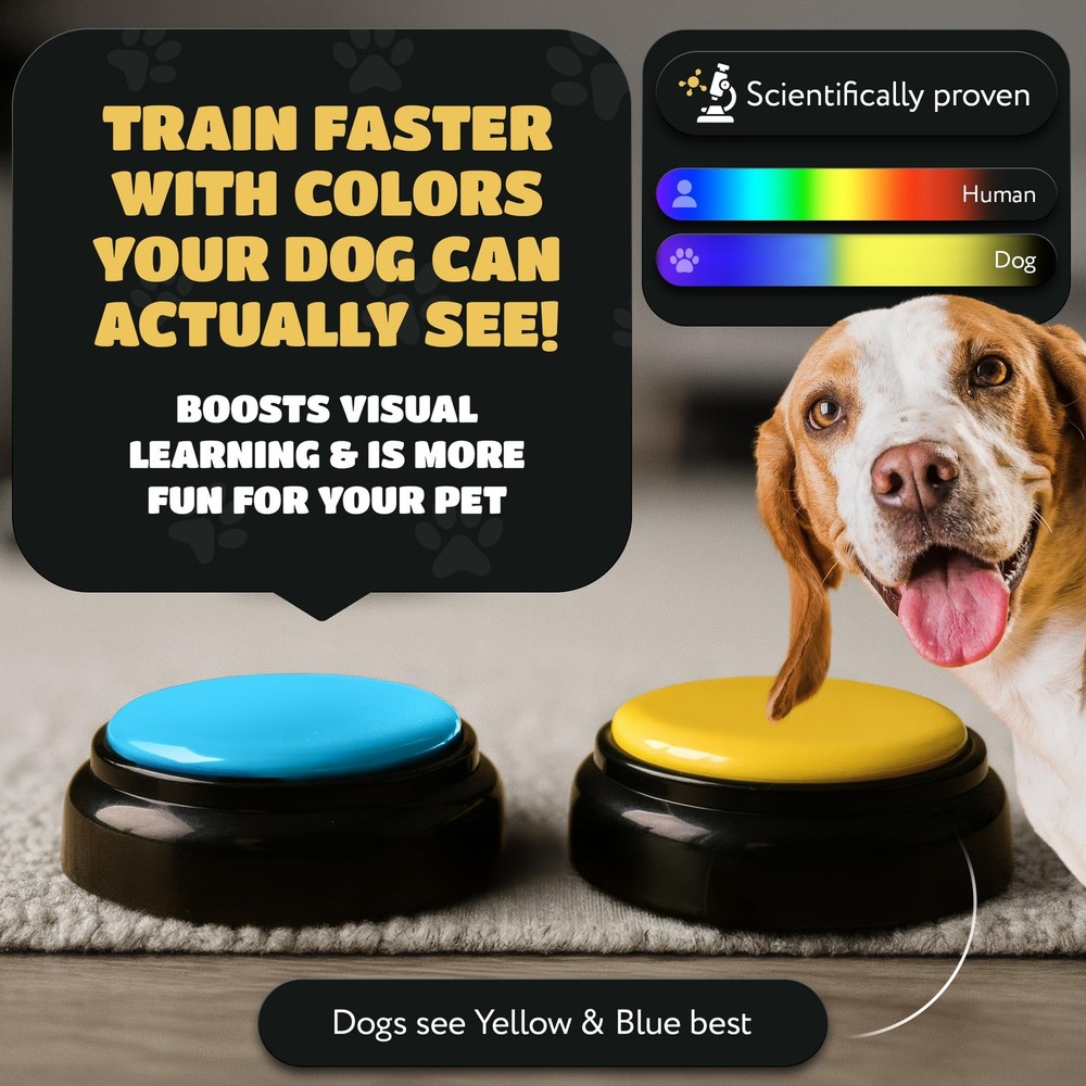 Waterproof & Non-Slip Dog Command Buttons - 4 Recordable, Programmable Talkin...