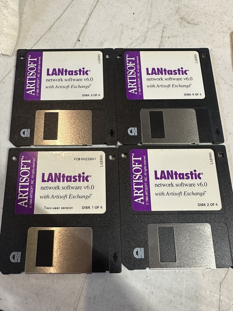 LANtastic Network Software v6.0 Disks 1-4 Floppy Artisoft