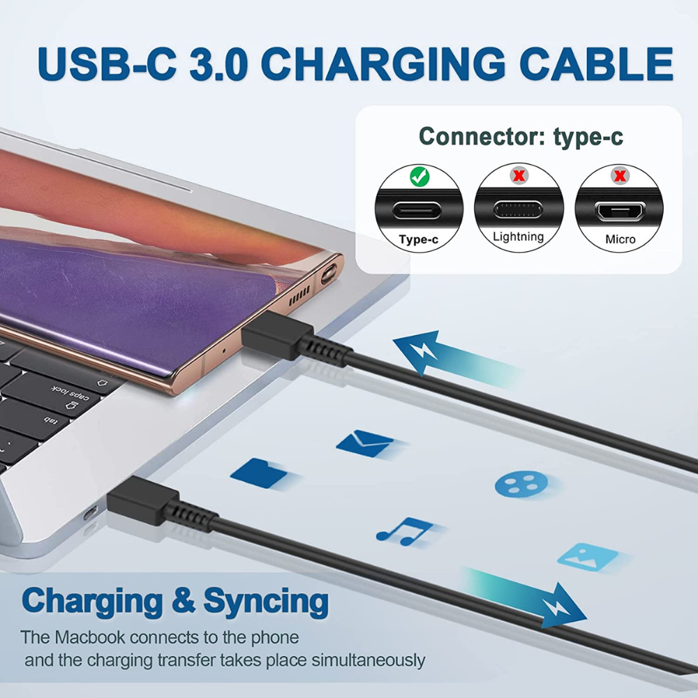 45W Universal Quick Charger Wall Adapter Type C Cable For Samsung Galaxy
